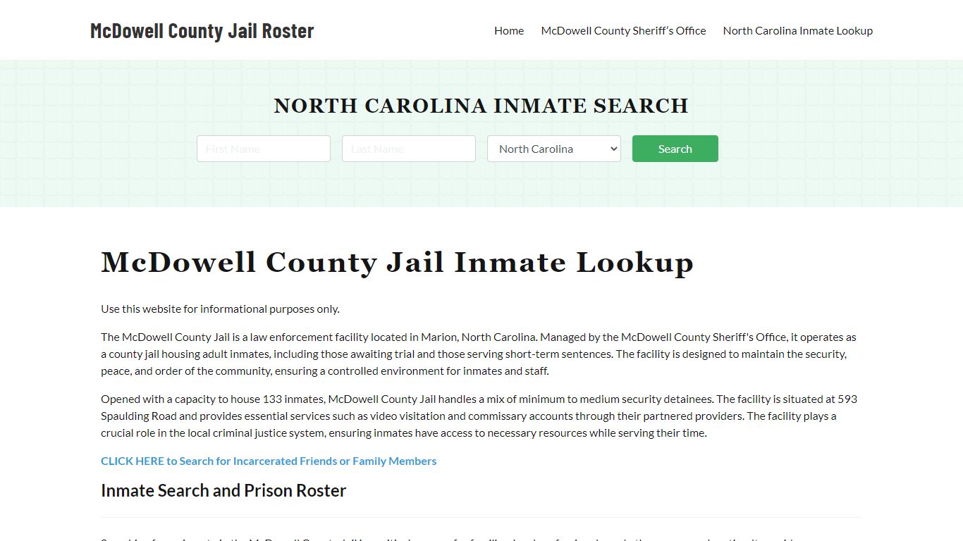 McDowell County Jail Roster Lookup, NC, Inmate Search