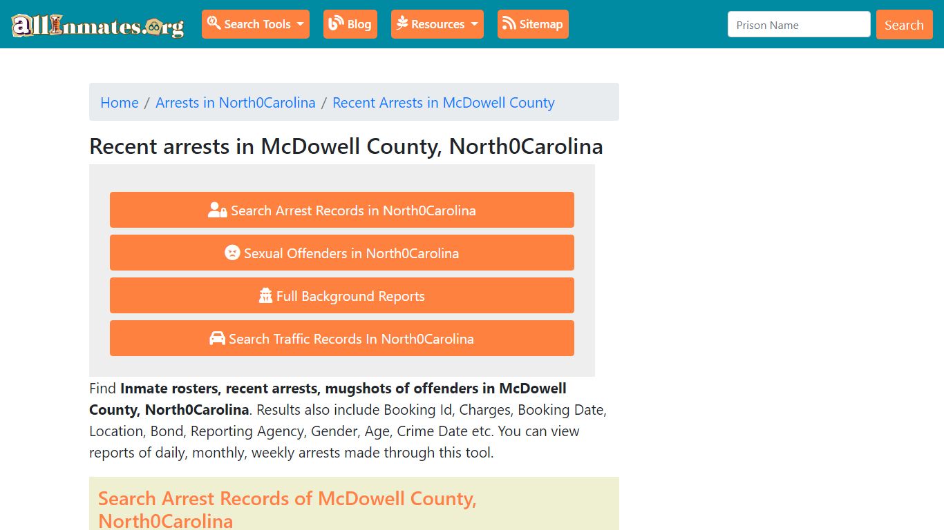 Recent arrests in McDowell County, North Carolina